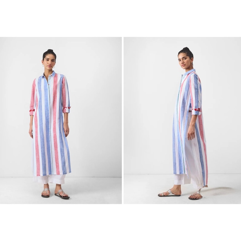 Nicobar Longline Tunic Kurta Medium striped Many Moons Boho Coastal Indie